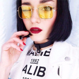 Retro color pop square small sunglasses