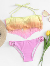 Ombré fringe 2 piece bikini swimsuit