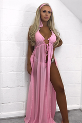 Sheer high split bikini swimwear coverup maxi dress