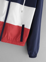 Trendy color block Retro windbreaker sweater