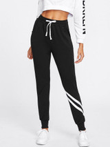 Stripe detail drawstring joggers pants