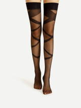 Bandage lace up mesh over the knee stockings