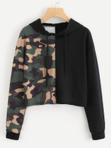 Camo panel pullover fashion sweatshirt