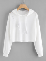 Distressed drawstring hoodie sweatshirt