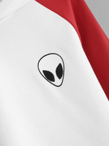 Red/Black Invasion alien contrast crop hoodie sweater