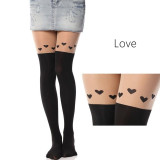 Kitty cat tattoo mock knee high stockings tights