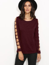 Cutout long sleeve loose fit blouse