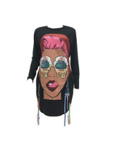 Funky Fresh 3D print detail oversize sweater tshirt dress
