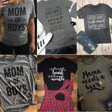 Ladies trendy funny moms text print loose fit tshirt