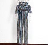"Life nice" stripe detail cutout jumpsuit