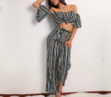 "Life nice" stripe detail cutout jumpsuit
