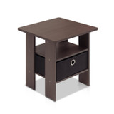 Furinno End Table Nightstand 11157DBR/BK