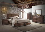 Concord Cherry Finish wood Bedroom Set  Queen Platform Bed  Dresser  Mirror  Night Stand  Chest