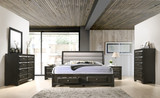 Asger Antique Gray Finish Wood Bedroom Set with Upholstered King Bed, Dresser, Mirror, Nightstands, Chest Asger Antique Gray Finish Wood Bedroom Set with Upholstered King Bed, Dresser, Mirror, Nightstands, Chest