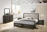 Asger Antique Gray Finish Wood Bedroom Set with Upholstered King Bed, Dresser, Mirror, Nightstands Asger Antique Gray Finish Wood Bedroom Set with Upholstered King Bed, Dresser, Mirror, Nightstands