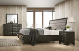 Asger Antique Gray Finish Wood Bedroom Set with Upholstered King Bed, Dresser, Mirror, Nightstand Asger Antique Gray Finish Wood Bedroom Set with Upholstered King Bed, Dresser, Mirror, Nightstand