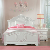 Angelina Clean White Pine and Quality Wood Full Bed, Nightstand