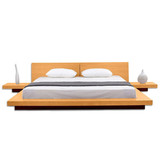 California King size Modern Platform Bed with Headboard and 2 Nightstands in Oak
