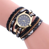 Red Bohemian Style  Fashion Weave Leather Bracelet Lady  Wrist Watch