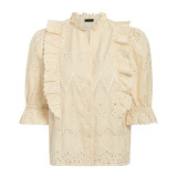 embroidery lace ruffled hollow out top