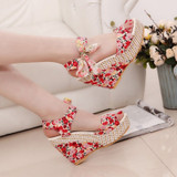 Boho Lace Up  Sandals Peep Toe Platform Sandals