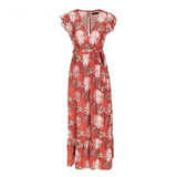 Sexy v neck ruffle print summer Boho dress