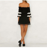 Off Shoulder Sexy Vintage Patchwork Dress