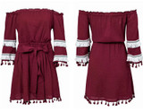 Off Shoulder Sexy Vintage Patchwork Dress