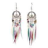 Bohemian Ethnic Long Statement Colorful Tassel Drop Earrings