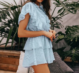 Summer V-neck ruffle elegant rompers  jumpsuit