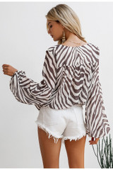 Zebra stripe printed blouse shirt