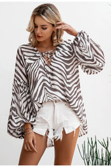 Zebra stripe printed blouse shirt