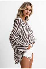 Zebra stripe printed blouse shirt