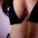 Simple imitation pearl body chain
