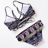 Sexy Cross Bandage Boho String Bikini