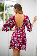 Gorgeous Backless floral print boho High waist dress Casual dress