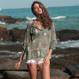 Hippie Loose Floral Print Chiffon Shirt Blouse