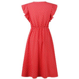 Polka dot dress office midi vintage dress