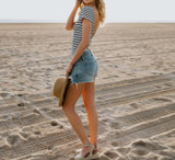 Black and White striped open back T-shirt