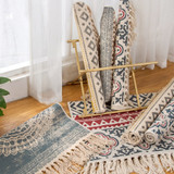 Retro Bohemian Hand Woven Cotton Linen Carpet