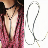 Cool black leather Leaf necklace