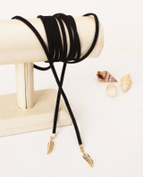 Cool black leather Leaf necklace
