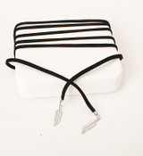 Cool black leather Leaf necklace