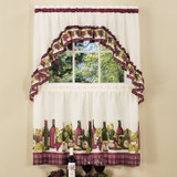 Chardonnay - Printed Tier and Swag Window Curtain Set - 57x36 - Burgundy