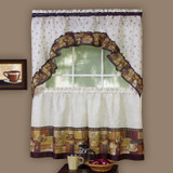 Coffee - Printed Tier and Swag Window Curtain Set - 57x36 - Multi