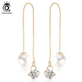 Water Drop Shape Crystal Stud Earrings with big Pearl