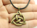 Triquetra Symbol pendant with leather chain necklace