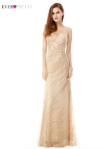 Plus Size Gold Sequined Evening Dresses Ever Pretty Mermaid V-Neck Elegant Women Formal Party Long Dresses Abendkleider 2020