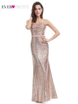Plus Size Gold Sequined Evening Dresses Ever Pretty Mermaid V-Neck Elegant Women Formal Party Long Dresses Abendkleider 2020