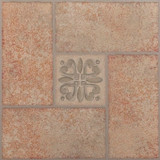 Tivoli Beige Terracotta Motif Center 12x12 Self Adhesive Vinyl Floor Tile - 45 Tiles/45 sq Ft.